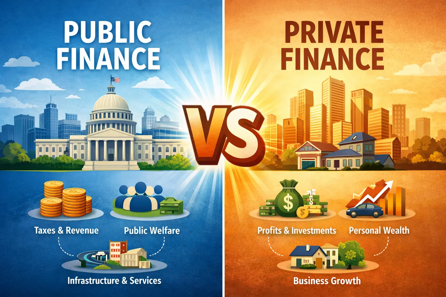 Difference between public and private finance